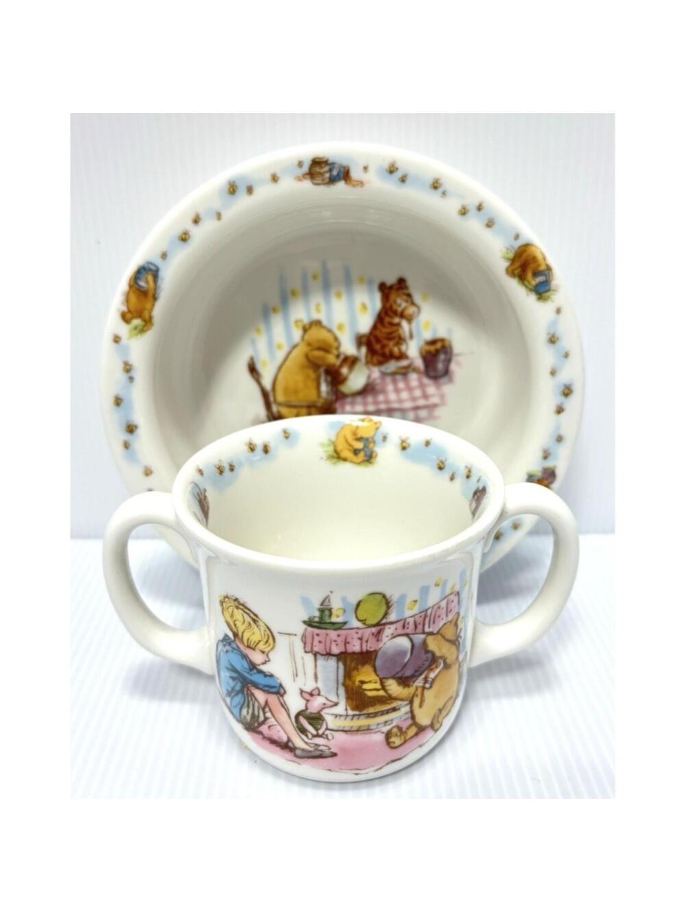 Royal Doulton Winnie the Pooh Feeding Set Bowl Double-Handled Mug Kids NEW 2pc